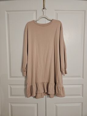 Light Blush Ruffle-Hem Sweater Dress - Women